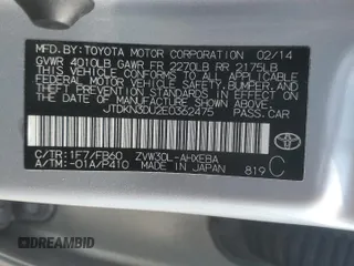 2014 Toyota Prius Four with VIN JTDKN3DU2E0362475, listed as a Copart auction lot 57314515 with 103,164 mi miles and Salvage title. Bid and sale history available at DreamBid. Image 12.