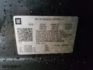 2019 Cadillac XT4 FWD Sport with VIN 1GYFZER48KF189316, listed as a Copart auction lot 89083345 with 36,776 mi miles and Salvage Title. Bid and sale history available at carsss.com. Image 12.