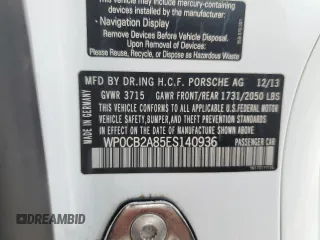 2014 Porsche Boxster S with VIN WP0CB2A85ES140936, listed as a Copart auction lot 60685185 with 64,359 mi miles and Salvage title. Bid and sale history available at DreamBid. Image 12.