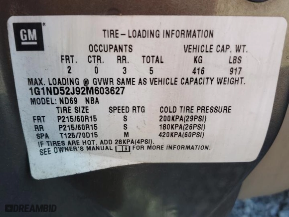 2002 Chevrolet Malibu with VIN 1G1ND52J92M603627, listed as a Copart auction lot 87351484 with 203,579 mi miles and Salvage Title. Bid and sale history available at carsss.com. Image 12.