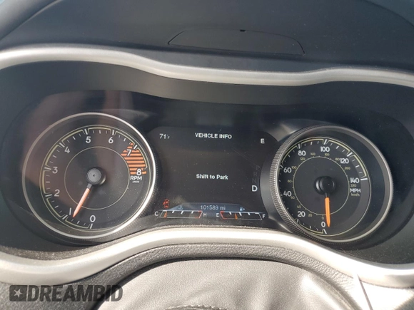 2018 Jeep Cherokee Overland with VIN 1C4PJMJX0JD594467, listed as a Copart auction lot 73963684 with 101,589 mi miles and Salvage Title. Bid and sale history available at carsss.com. Image 9.