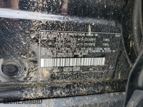 2022 Toyota RAV4 LE with VIN 2T3F1RFV7NC317051, listed as a Copart auction lot 51265305 with 41,878 mi miles and Salvage Title. Bid and sale history available at carsss.com. Image 15.