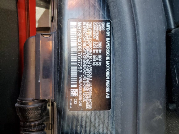 2020 BMW i3 z VIN WBY8P4C08L7G67252, wystawiony jako Copart lot #85545354 z przebiegiem 40 549 mil mil oraz Szkoda całkowita • Salvage title. Historia ofert i sprzedaży dostępna na DreamBid. Obrazek 14.