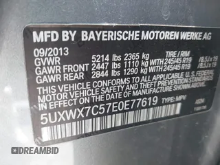 2014 BMW X3 xDrive35i z VIN 5UXWX7C57E0E77619, wystawiony jako IAAI lot #42505109 z przebiegiem 155 472 mil mil oraz . Historia ofert i sprzedaży dostępna na DreamBid. Obrazek 9.