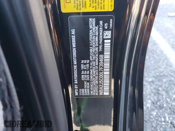 2020 BMW 2 Series M240i with VIN WBA2J5C00L7F39468, listed as a Copart auction lot 44051274 with 35,220 mi miles. Bid and sale history available at carsss.com. Image 12.
