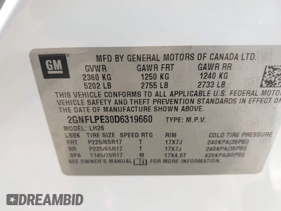2013 Chevrolet Equinox LT z VIN 2GNFLPE30D6319660, wystawiony jako IAAI lot #42315543 z przebiegiem 147 453 mil mil oraz . Historia ofert i sprzedaży dostępna na DreamBid. Obrazek 9.
