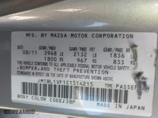 2012 Mazda Mazda3 i Touring with VIN JM1BL1VF1C1514215, listed as a IAAI auction lot 41728974 with 209,802 mi miles. Bid and sale history available at carsss.com. Image 9.