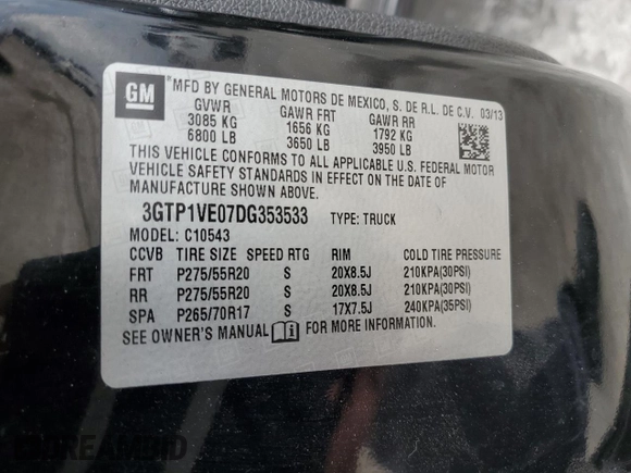 2013 GMC Sierra 1500 SLE z VIN 3GTP1VE07DG353533, wystawiony jako Copart lot #59352425 z przebiegiem 172 273 mil mil oraz Szkoda całkowita • Salvage title. Historia ofert i sprzedaży dostępna na DreamBid. Obrazek 12.