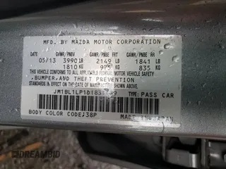 2013 Mazda 3 i Touring with VIN JM1BL1LP1D1831439, listed as a Copart auction lot 48286985 with 107,304 mi miles and Salvage Title. Bid and sale history available at carsss.com. Image 14.