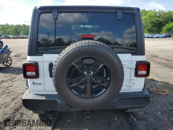 2021 Jeep Wrangler Unlimited Sport S with VIN 1C4HJXDG3MW583165, listed as a Copart auction lot 57218275 with 74,353 mi miles and Salvage title. Bid and sale history available at DreamBid. Image 6.
