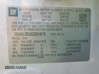 2012 Chevrolet Captiva Sport LT with VIN 3GNAL3E53CS624672, listed as a Copart auction lot 76412964 with 113,531 mi miles and Salvage Title. Bid and sale history available at DreamBid. Image 15.