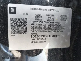 2020 Chevrolet Malibu LS with VIN 1G1ZC5STXLF081361, listed as a IAAI auction lot 41903993 with 120,084 mi miles. Bid and sale history available at carsss.com. Image 9.