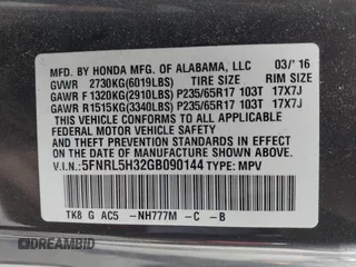 2016 Honda Odyssey SE with VIN 5FNRL5H32GB090144, listed as a IAAI auction lot 42190766 with 40,206 mi miles and . Bid and sale history available at DreamBid. Image 9.