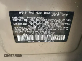 2016 Subaru Forester 2.5i with VIN JF2SJABC4GH536000, listed as a Copart auction lot 54598375 with 125,340 mi miles and Salvage Title. Bid and sale history available at DreamBid. Image 13.
