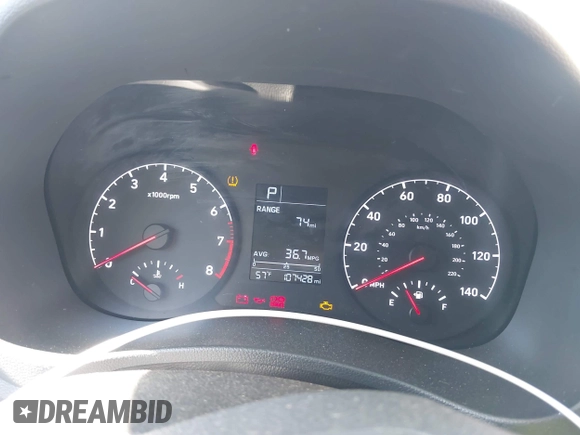 2019 Hyundai Accent SE with VIN 3KPC24A31KE077073, listed as a IAAI auction lot 42048683 with 107,428 mi miles. Bid and sale history available at carsss.com. Image 7.