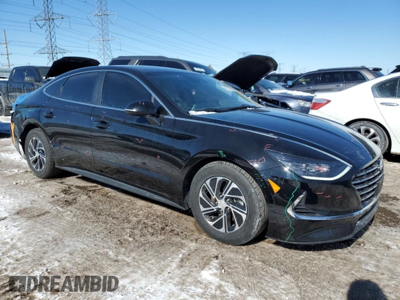 2023 Hyundai Sonata Hybrid Blue with VIN KMHL24JJ0PA060415, listed as a Copart auction lot 45715475 with 91,222 mi miles and Salvage Title. Bid and sale history available at carsss.com. Image 4.