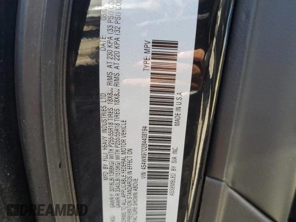 2008 Subaru Tribeca Limited z VIN 4S4WX97D284408194, wystawiony jako Copart lot #72623254 z przebiegiem Nie podano mil oraz Szkody całkowita. Historia ofert i sprzedaży dostępna na DreamBid. Obrazek 15.