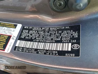 2015 Toyota Camry XLE z VIN 4T1BF1FK7FU880178, wystawiony jako IAAI lot #42537785 z przebiegiem 109 720 mil mil oraz . Historia ofert i sprzedaży dostępna na DreamBid. Obrazek 9.