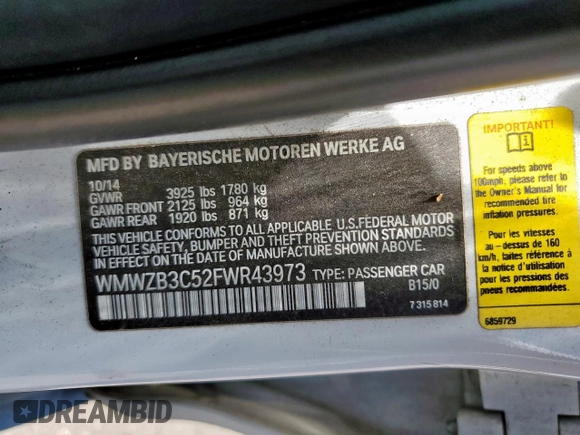 2015 MINI Countryman with VIN WMWZB3C52FWR43973, listed as a Copart auction lot 56751695 with 117,096 mi miles and Salvage title. Bid and sale history available at DreamBid. Image 13.