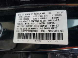 2011 Honda Accord LX z VIN 1HGCP2F30BA038655, wystawiony jako Copart lot #52474805 z przebiegiem 154 993 mil mil oraz Czysty tytuł • Clean title. Historia ofert i sprzedaży dostępna na DreamBid. Obrazek 12.