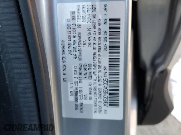 2014 Mazda CX-5 Grand Touring with VIN JM3KE2DY8E0412025, listed as a Copart auction lot 42863655 with 72,416 mi miles and Salvage Title. Bid and sale history available at carsss.com. Image 12.