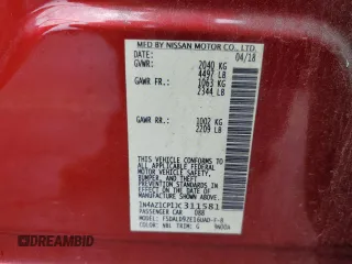 2018 Nissan LEAF SL с VIN 1N4AZ1CP1JC311581, выставлен на аукционе Copart как лот 61968815 с пробегом 79 794 миль миль и Списание • Salvage title. История ставок и продаж доступна на DreamBid. Изображение 13.