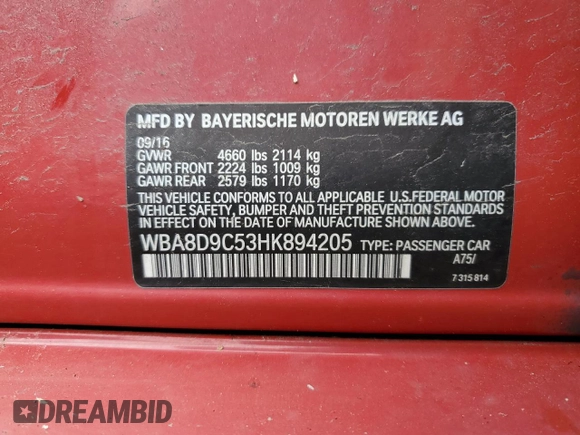 2017 BMW 3 Series 330i xDrive z VIN WBA8D9C53HK894205, wystawiony jako Copart lot #58385675 z przebiegiem 99 420 mil mil oraz Szkoda całkowita • Salvage title. Historia ofert i sprzedaży dostępna na DreamBid. Obrazek 12.