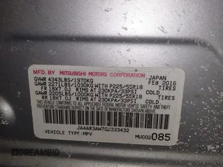 2016 Mitsubishi Outlander Sport 2.4 ES with VIN JA4AR3AW7GZ033432, listed as a IAAI auction lot 41375756 with 117,409 mi miles. Bid and sale history available at carsss.com. Image 9.