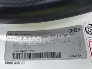 2015 Audi A3 1.8T Premium with VIN WAU6CLFF8F1121096, listed as a IAAI auction lot 42038667 with 178,994 mi miles. Bid and sale history available at carsss.com. Image 9.