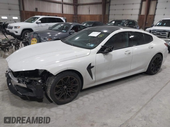 2020 BMW M8 with VIN WBSGV0C06LCE47698, listed as a IAAI auction lot 41457199 with 50,772 mi miles. Bid and sale history available at carsss.com. Image 21.