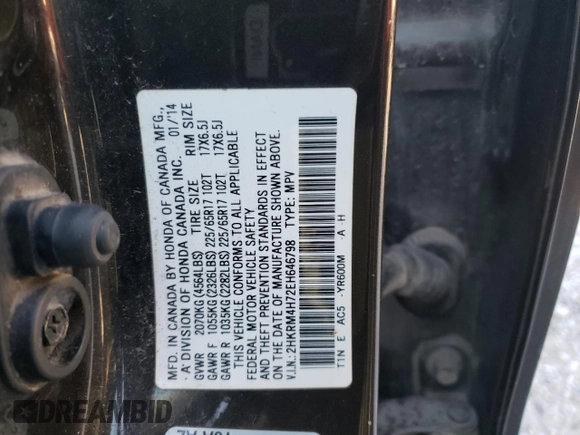 2014 Honda CR-V EX-L with VIN 2HKRM4H72EH646798, listed as a Copart auction lot 73548064 with 166,147 mi miles and Salvage Title. Bid and sale history available at carsss.com. Image 14.