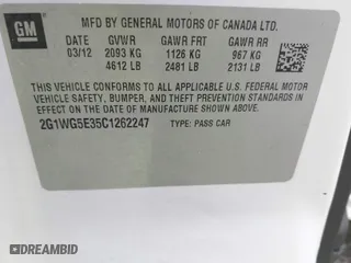 2012 Chevrolet Impala LT Fleet with VIN 2G1WG5E35C1262247, listed as a IAAI auction lot 41458004 with 149,264 mi miles. Bid and sale history available at carsss.com. Image 9.