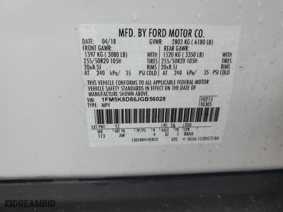 2018 Ford Explorer XLT with VIN 1FM5K8D86JGB56028, listed as a Copart auction lot 49873165 with 111,919 mi miles and Salvage Title. Bid and sale history available at carsss.com. Image 13.