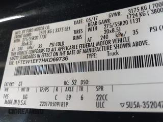2017 Ford F-150 XL with VIN 1FTEW1EF7HKD69736, listed as a IAAI auction lot 42079427 with 192,236 mi miles. Bid and sale history available at carsss.com. Image 9.