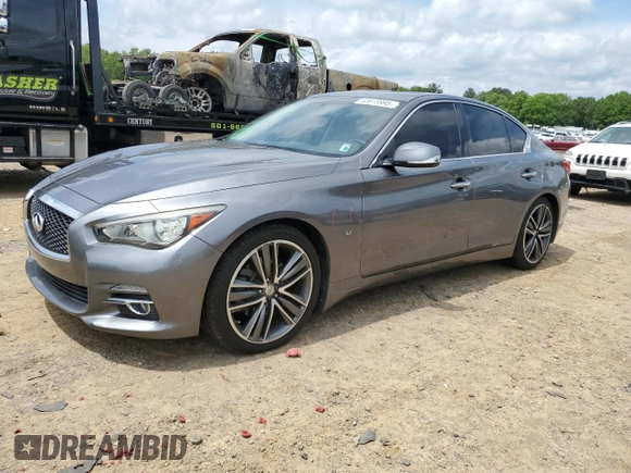 2014 Infiniti Q50 Premium with VIN JN1BV7AP8EM682000, listed as a Copart auction lot 53619995 with 117,515 mi miles and Salvage title. Bid and sale history available at DreamBid. Image 1.