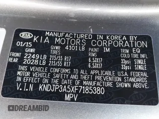 2015 Kia Soul + with VIN KNDJP3A5XF7185380, listed as a IAAI auction lot 41772650 with 79,189 mi miles. Bid and sale history available at carsss.com. Image 9.