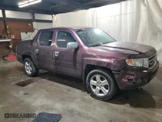 2011 Honda Ridgeline RTL with VIN 5FPYK1F58BB002497, listed as a Copart auction lot 47047345 with 110,800 mi miles and Salvage Title. Bid and sale history available at carsss.com. Image 4.