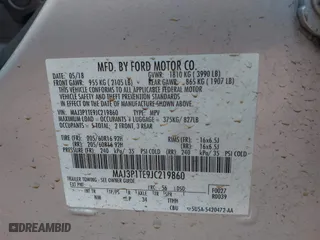 2018 Ford EcoSport SE with VIN MAJ3P1TE9JC219860, listed as a IAAI auction lot 41730497 with 78,496 mi miles. Bid and sale history available at carsss.com. Image 9.