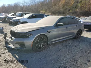2023 BMW M5 with VIN WBS83CH03PCN55686, listed as a Copart auction lot 79724444 with 0 mi miles and Salvage Title. Bid and sale history available at carsss.com. Image 1.