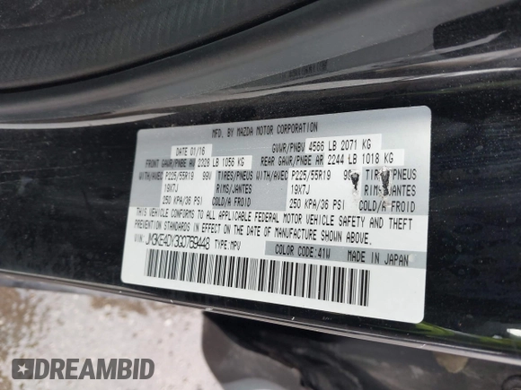 2016 Mazda CX-5 Grand Touring with VIN JM3KE4DY3G0769448, listed as a IAAI auction lot 41947725 with 154,051 mi miles and . Bid and sale history available at carsss.com. Image 9.