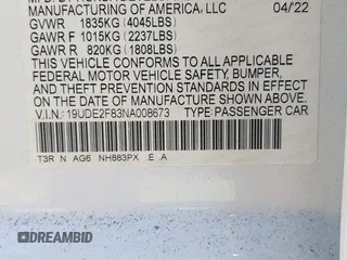 2022 Acura ILX w/Premium/A-Spec Package with VIN 19UDE2F83NA008673, listed as a IAAI auction lot 41853032 with 13,062 mi miles. Bid and sale history available at carsss.com. Image 9.