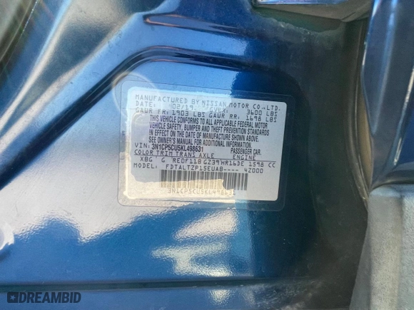 2019 Nissan Kicks S with VIN 3N1CP5CU5KL498631, listed as a Copart auction lot 48992105 with 97,170 mi miles and Clean Title. Bid and sale history available at carsss.com. Image 10.