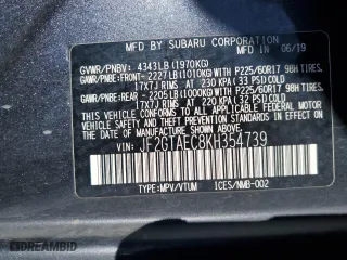2019 Subaru Crosstrek Premium with VIN JF2GTAEC8KH354739, listed as a Copart auction lot 83528154 with 135,517 mi miles and Salvage Title. Bid and sale history available at carsss.com. Image 13.