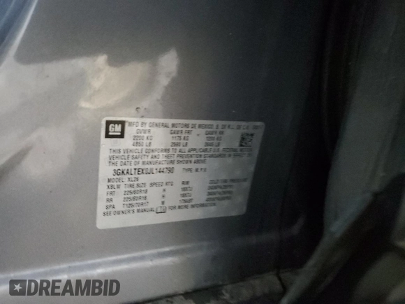 2018 GMC Terrain SLE with VIN 3GKALTEX0JL144790, listed as a Copart auction lot 84878584 with 0 mi miles and Salvage Title. Bid and sale history available at carsss.com. Image 14.