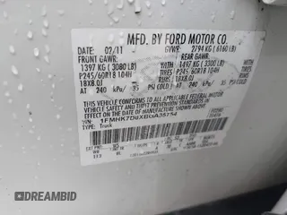 2011 Ford Explorer XLT with VIN 1FMHK7D8XBGA35754, listed as a IAAI auction lot 41563496 with 162,605 mi miles and . Bid and sale history available at carsss.com. Image 9.