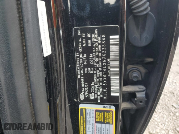 2018 Kia Optima S with VIN 5XXGT4L36JG225848, listed as a Copart auction lot 55527605 with 85,669 mi miles and Salvage title. Bid and sale history available at DreamBid. Image 12.