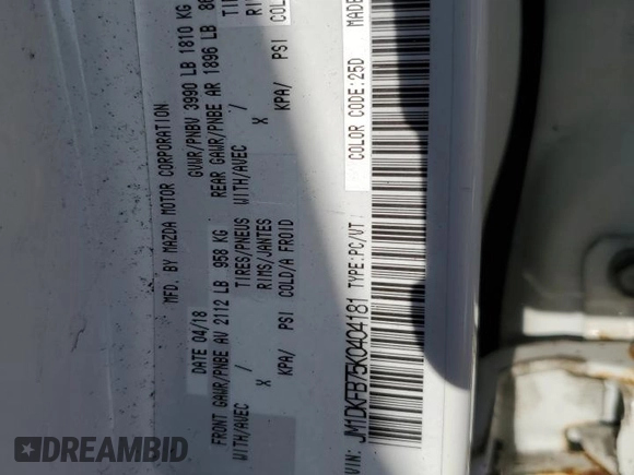 2019 Mazda CX-3 Sport with VIN JM1DKFB75K0404181, listed as a Copart auction lot 48662775 with Not Provided miles and Non Repairable. Bid and sale history available at carsss.com. Image 12.