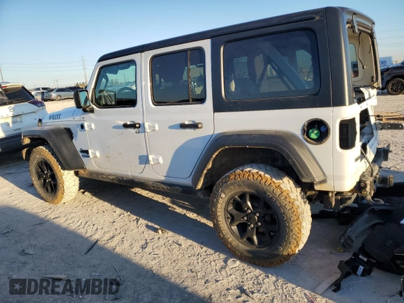 2022 Jeep Wrangler Unlimited Willys Sport with VIN 1C4HJXDM7NW145806, listed as a Copart auction lot 46851705 with 28,357 mi miles and Salvage Title. Bid and sale history available at DreamBid. Image 2.