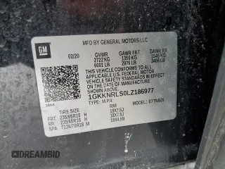 2020 GMC Acadia SLE z VIN 1GKKNRLS0LZ186977, wystawiony jako Copart lot #45893105 z przebiegiem 74 140 mil mil oraz Nie do naprawy • Non repairable. Historia ofert i sprzedaży dostępna na DreamBid. Obrazek 16.