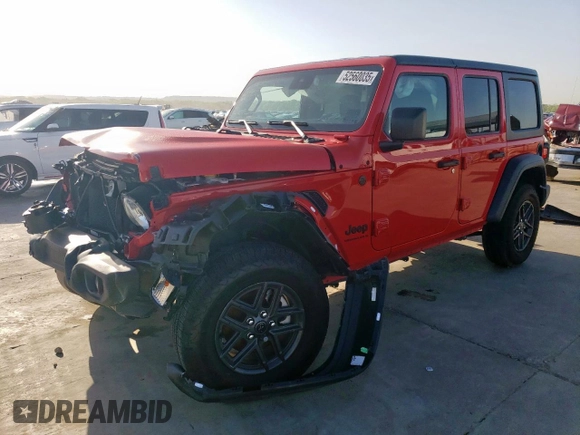 2024 Jeep Wrangler Sport S with VIN 1C4PJXDG3RW253142, listed as a Copart auction lot 52560035 with 2,667 mi miles and Salvage title. Bid and sale history available at DreamBid. Image 1.